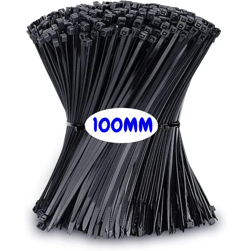 100Pcs Nylon Cable Ties Adjustable Self-locking Ties Straps Uv Resistant Plastic Wire Ties for Home Office Cord Management Oasis Select Black-2.5x100mm 100pcs