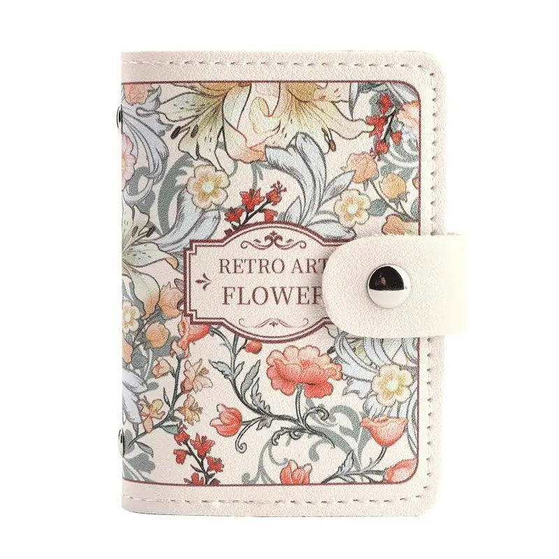 Retro Floral PU Leather Card Holder | Multi-Slot Snap Wallet Card Holder Wallet Oasis Select A1