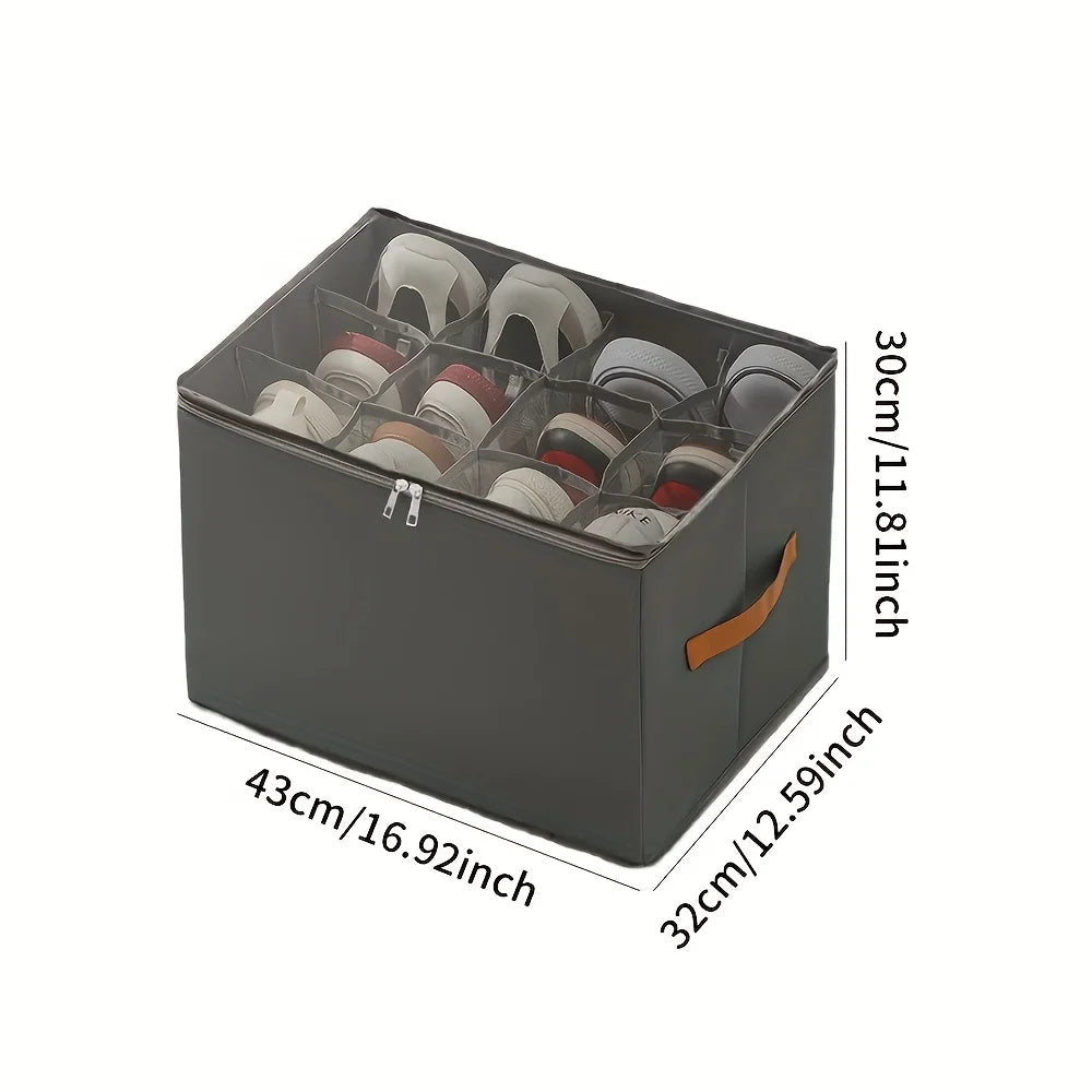 1Pc Washable Oxford Foldable Shoe Storage Box with Lid Oasis Select