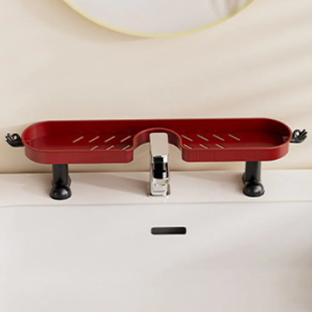No-Drill Bathroom Sink Storage Rack with Hook & Drain Organizer