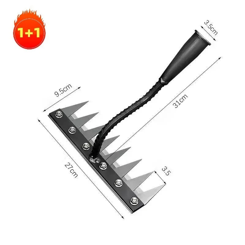 5/6/7/8 Teeth Carbon Steel Garden Hand Rake Agricultural Nail Harrow Detachable Multifunctional Farm Manganese Steel Metal Rake Oasis Select Eight-tooth x 2