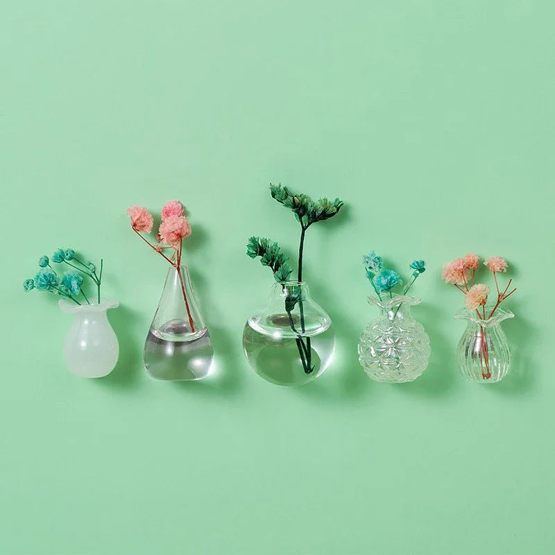 DIY Mini Glass Vase Fridge Magnet Porcelain Flower Plant Message Sticker Green Kitchen Decor Gift Oasis Select