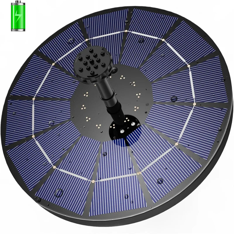 3.5W Solar Fountain Pump, Solar Water Pump Floating Fountain Built-in 1500mAh Battery, with 6 Nozzles, for Bird Bath Oasis Select Black