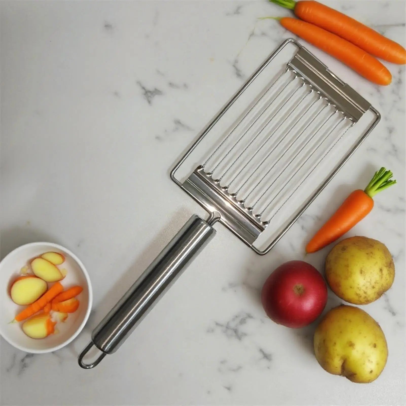 Stainless steel Hand Slicer Handheld Boiled Egg Slicer Onion Chopper Kitchen Gadgets Tomato Slicing Tool for Egg Ham Fruit Oasis Select
