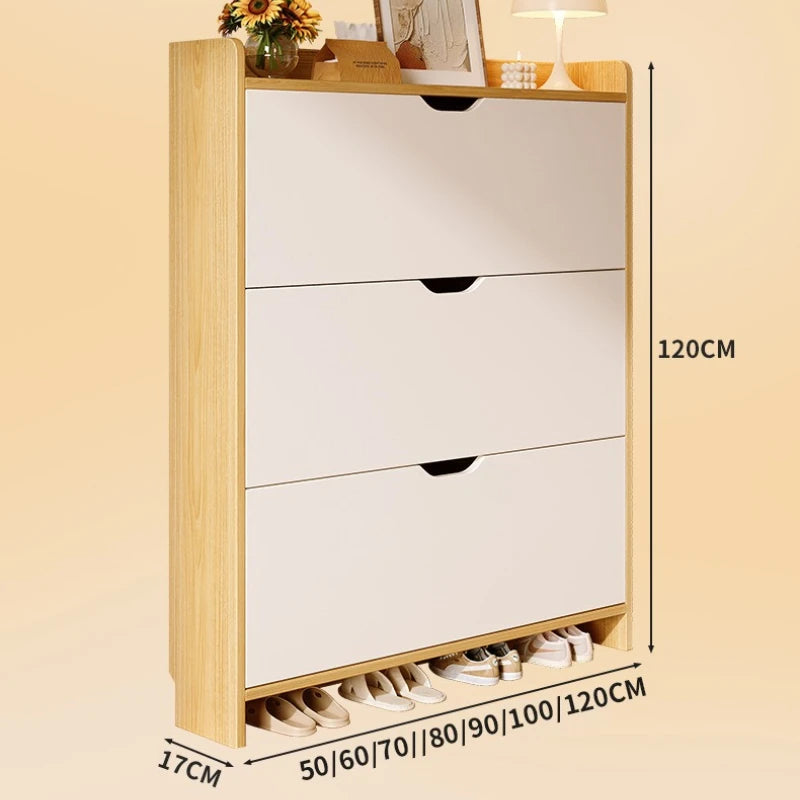 Solid wood shoe cabinet large-capacity multi-layer storage integrated of the home small narrow tipping bucket shoe Oasis Select