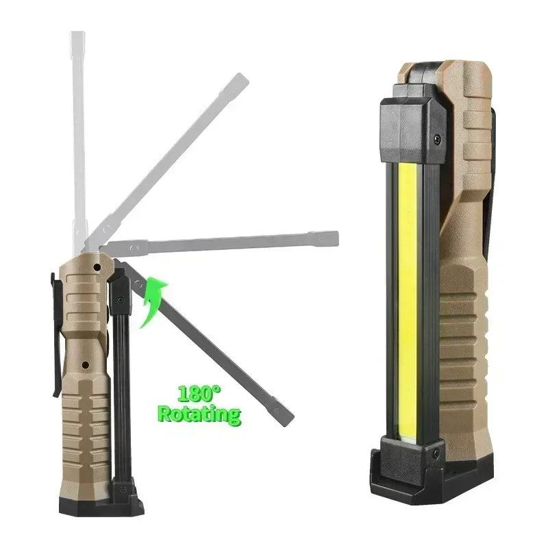 Folding COB XPE LED Work Light – Rechargeable Torch & Flashlight