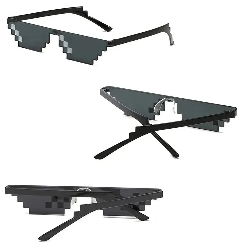 1-6PCS NEW Design Funny Mosaic Sunglasses Thug Life Sun Glasses Pixel Black Retro Gamer Robot Sunglasses Birthday Party Cosplay Oasis Select
