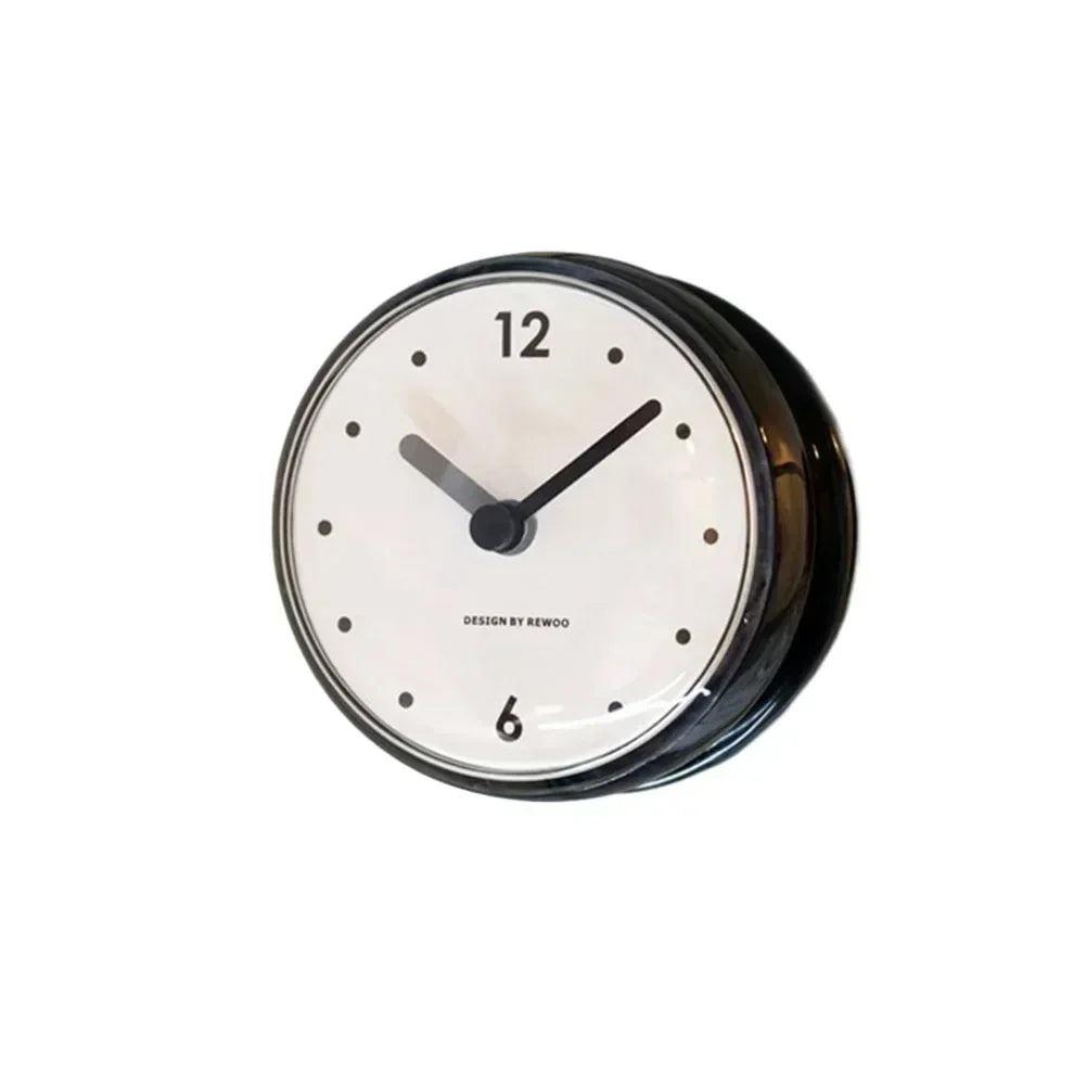 Waterproof And Anti-Fog Design Sucker Wall Clock Plastics 75x75mm Silent Quartz Clocks Sucker Wall Clock For Kitchen Bathroom Oasis Select Black China Mainland