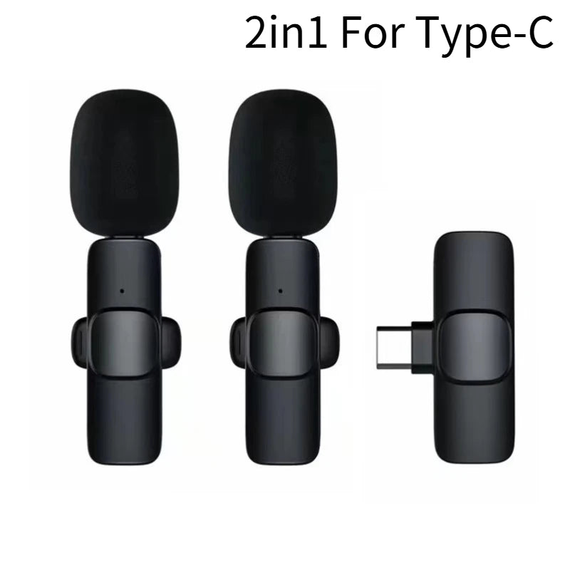 Wireless Lavalier Microphone Audio Video Recording Mini Mic for Type-C Smartphones Vlogging Facebook Videos Audio Recording Oasis Select 2-in-1 Type C