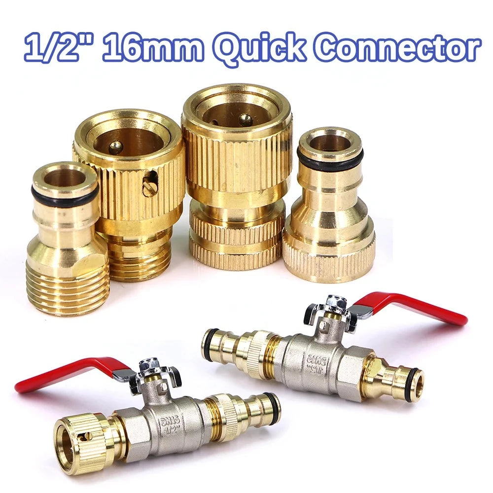 Brass Ball Head Hose Adapter Quick Connector 1/4 "Used Pipe Water Supply Joint Extender To Close Garden Irrigation Accessories Oasis Select