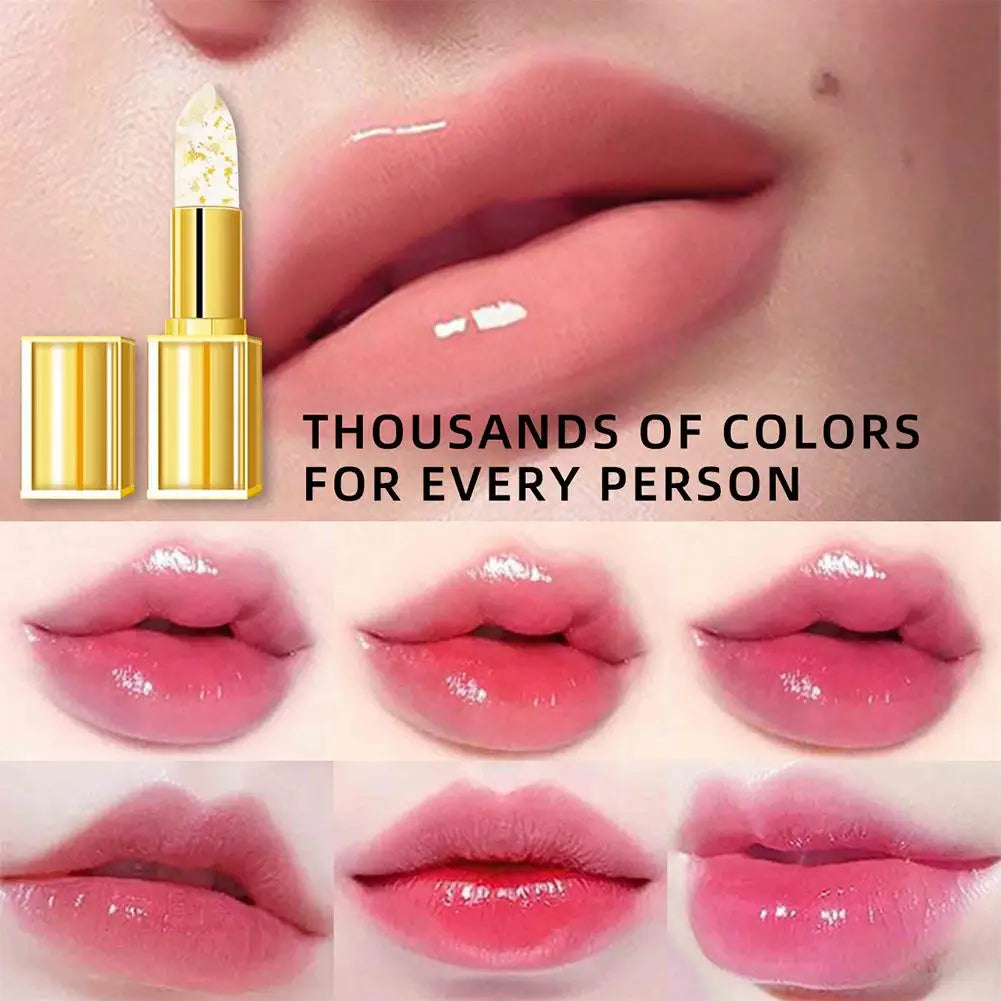 Gold Crystal PH Color Changing Lip Balm, Moisturizing High Shine Glossy Lipstick, Waterproof Non Sticky Cup Daily Lip Care Oasis Select