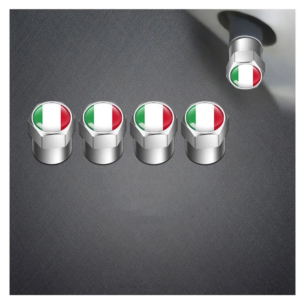 4Pcs National Flag Car Tire Valve Caps Aluminium Alloy Wheel Tires Tire Stem Air Cap Airtight Covers for Cars, Motorcycles Bike Oasis Select IT