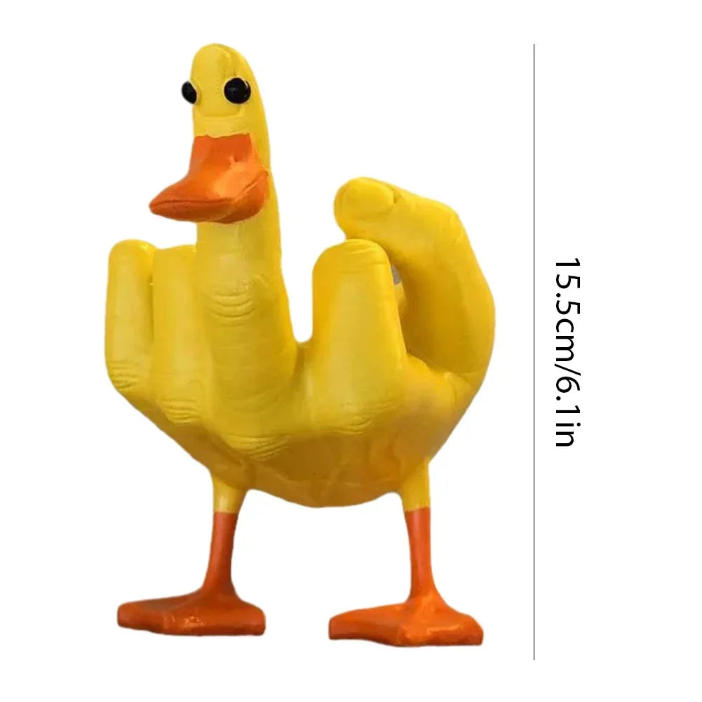 Middle Finger Cute Duck Figurine Funny Small Duck Sculpture Resin Craft for Home Garden Desk Decoration Oasis Select