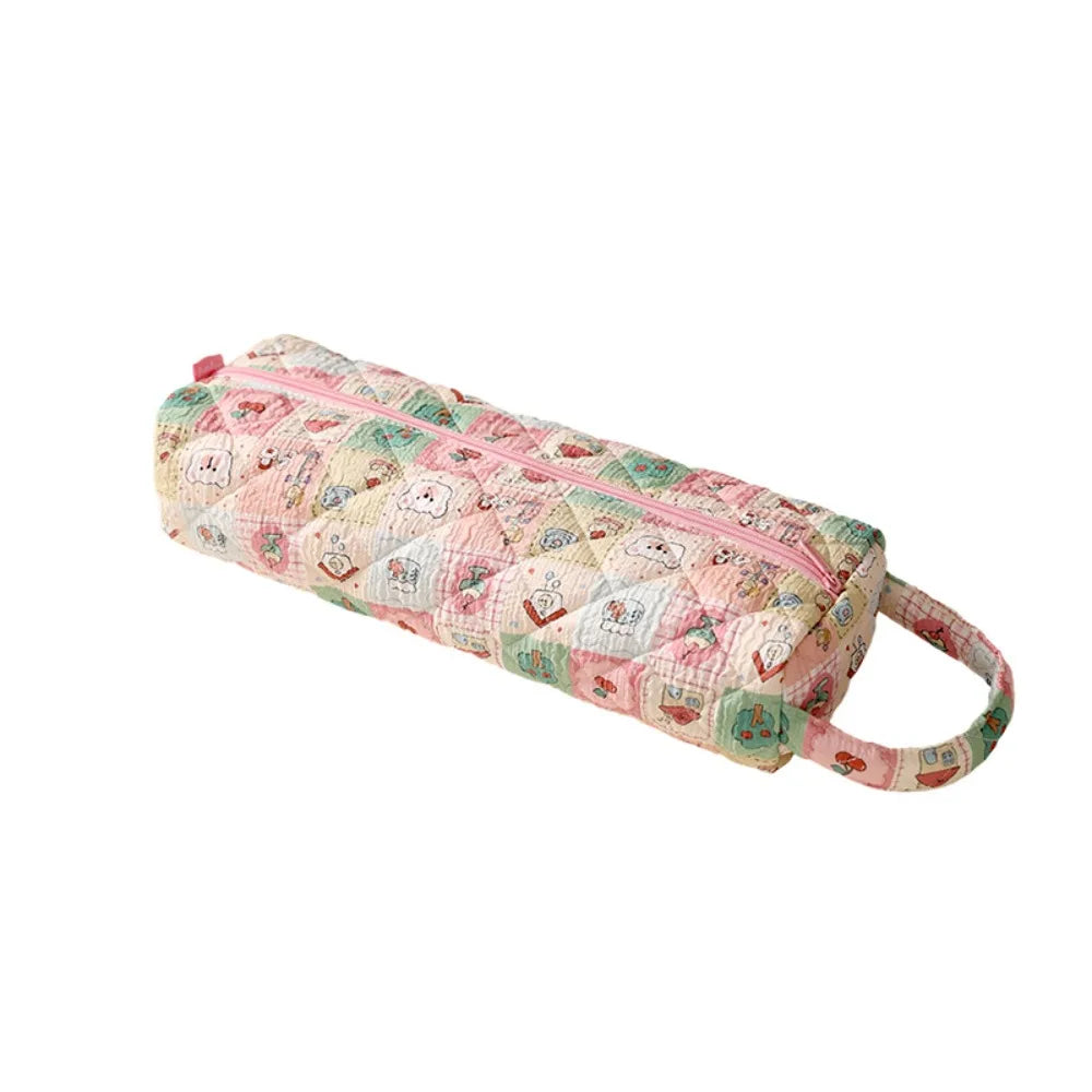 Quilting Cotton Hair Dryer Storage Bag Large Capacity Dustproof Curler Storage Bag Soft with Handle Carrying Case for Travel Oasis Select Cartoon Grid