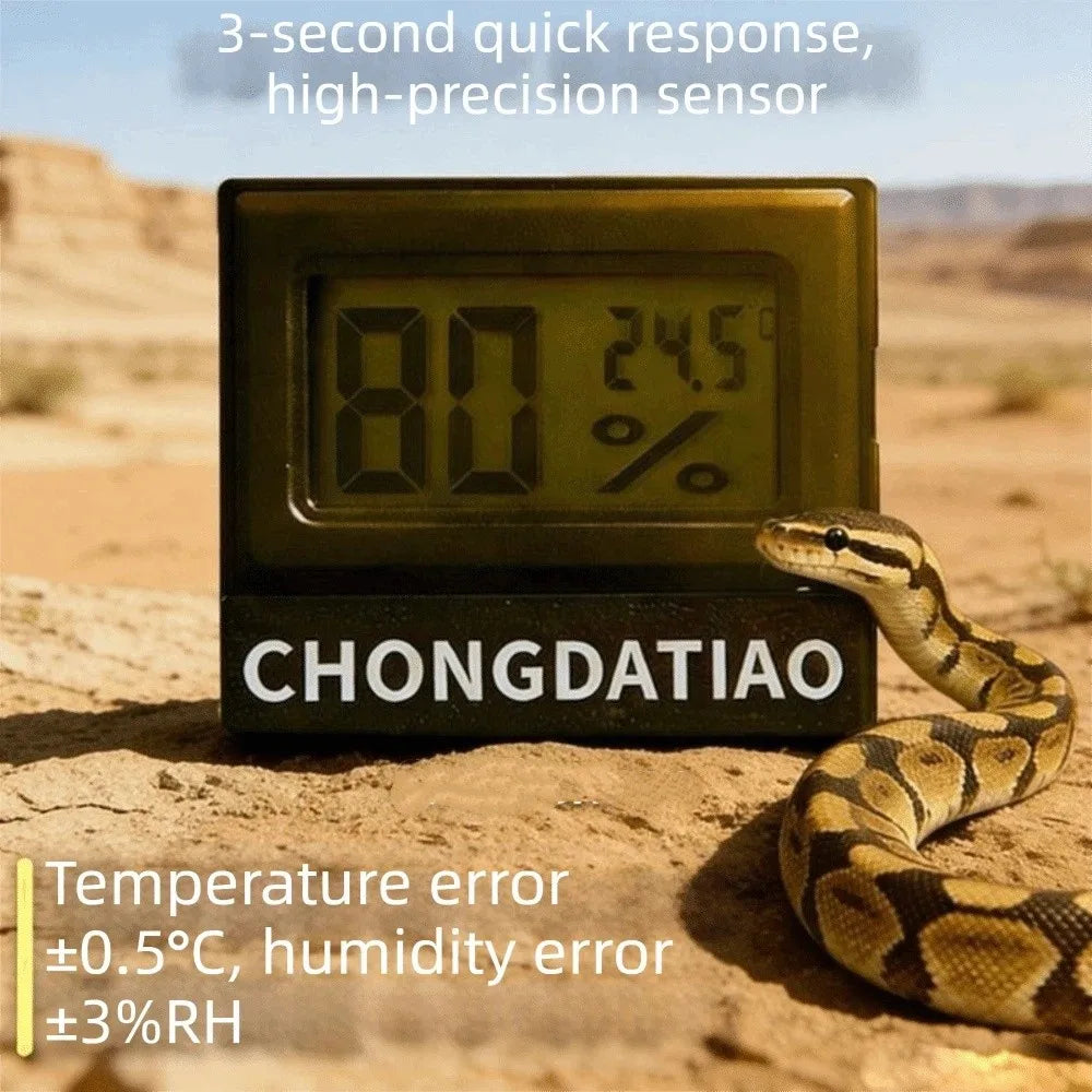 Reptile Thermometer & Hygrometer – LCD Magnetic Mini Meter