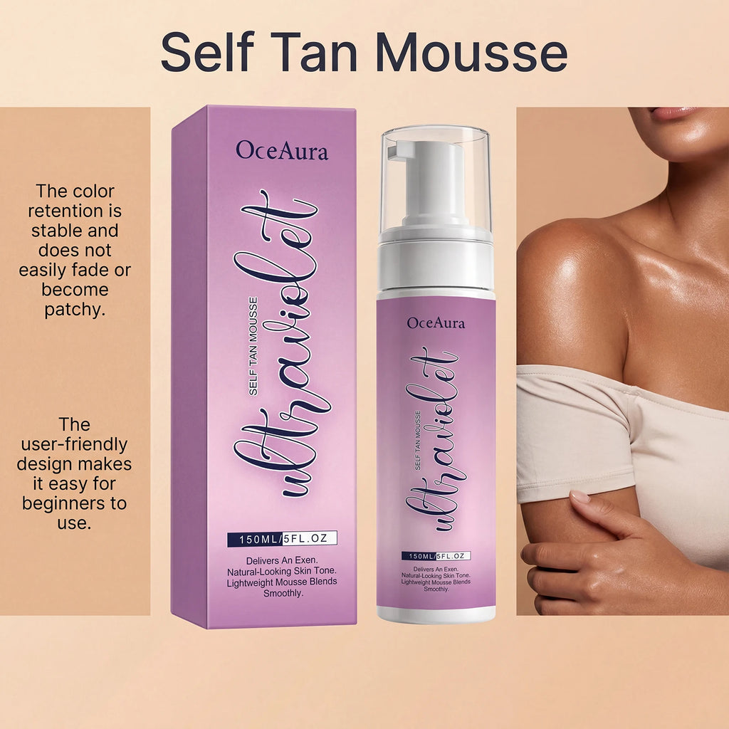Self Tan Mousse Sunless Tanning Foam Natural Bronzing Sunless Tanner for Body Instant Glow Moisturizing Foam Help Darken Glowing Oasis Select