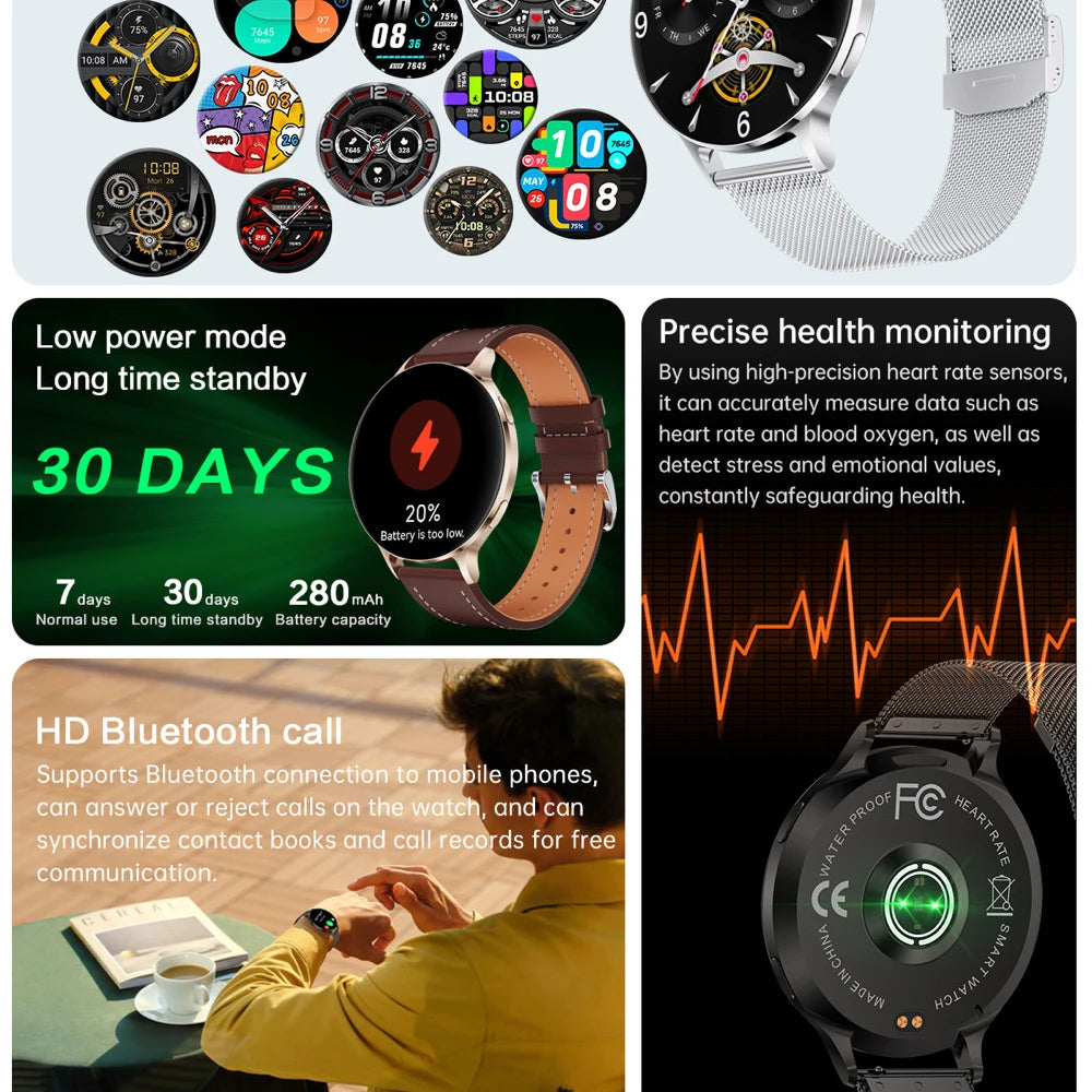 BT Call Smartwatch 1.75 Inch AMOLED Screen 6.9mm Ultra Thin Body Smart Watches Women Heartrate 3D Dynamic Dial Sports Lady Music Oasis Select
