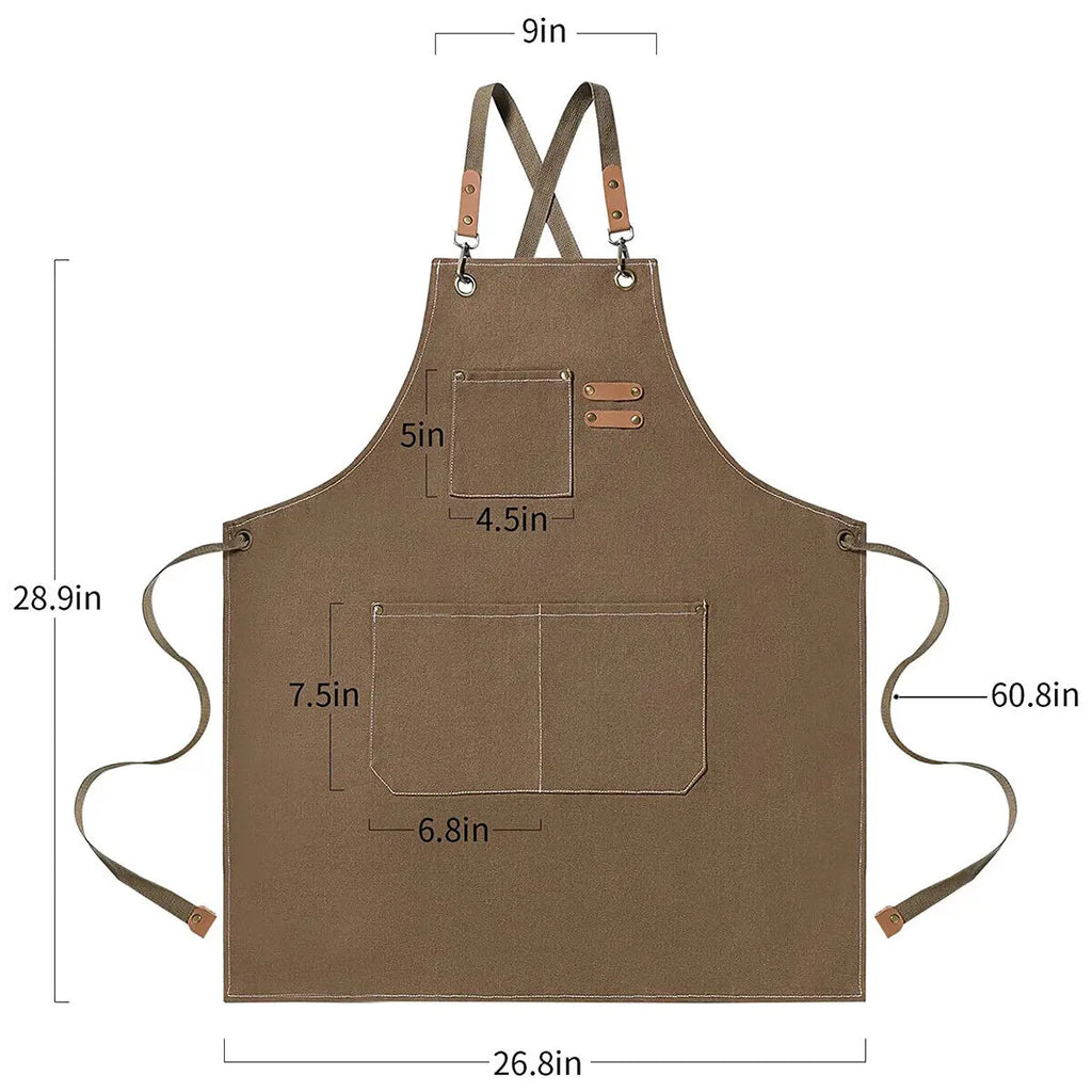 Kitchen Thicken Canvas Apron For Woman Men Waterproof Stain-Resistant With Pockets Cooking Apron Woodworking Painting Work Apron Oasis Select