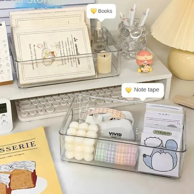 Acrylic Storage Box Desktop Cosmetics Transparent Plastic Box Dormitory Household Facial Mask Skin Box Refrigerator Storage Box Oasis Select