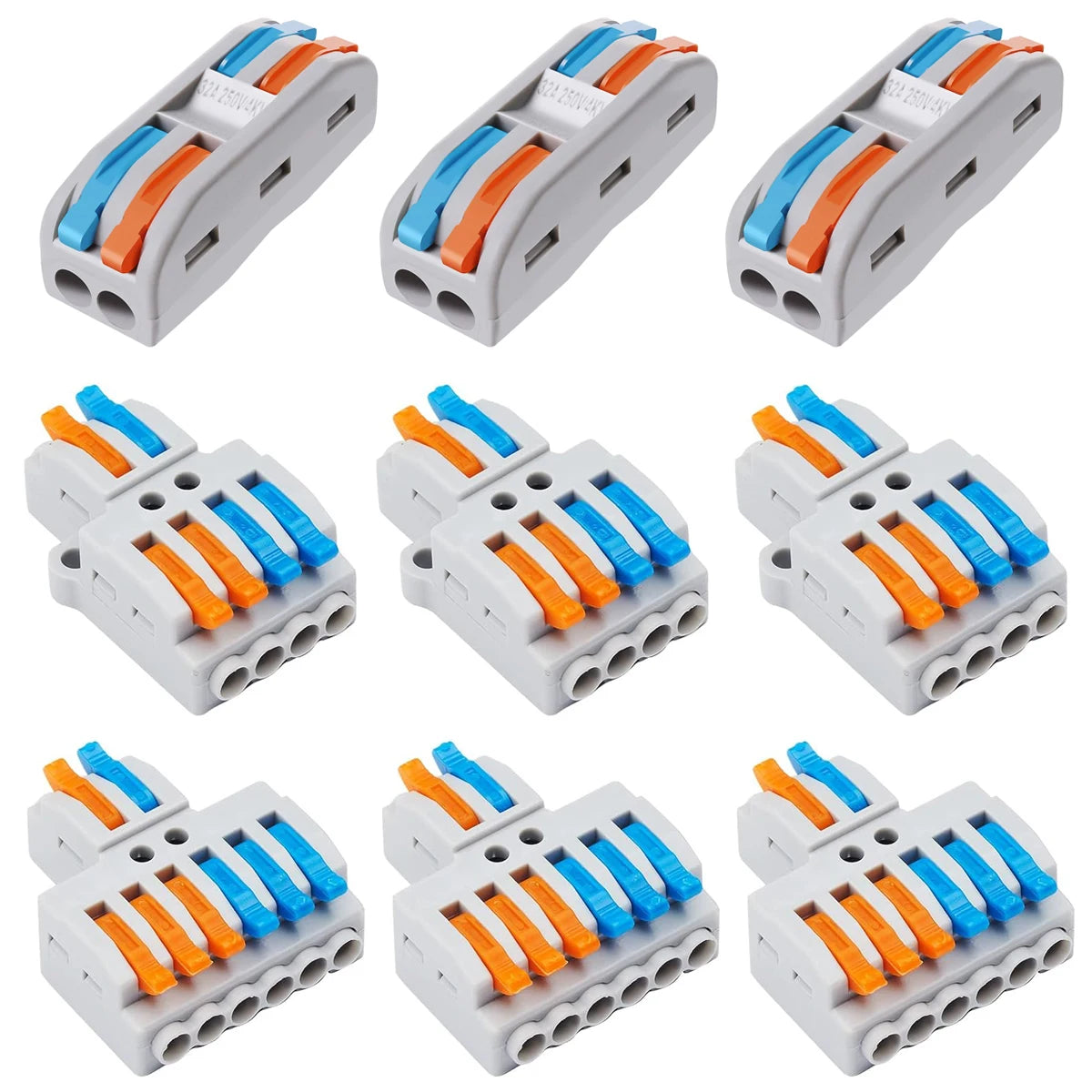 Quick Wire Connectors Universal Compact Splicing Wiring Cable Connection 0.08-4.0mm2 Push-in Conductor Terminal Oasis Select 9PCs