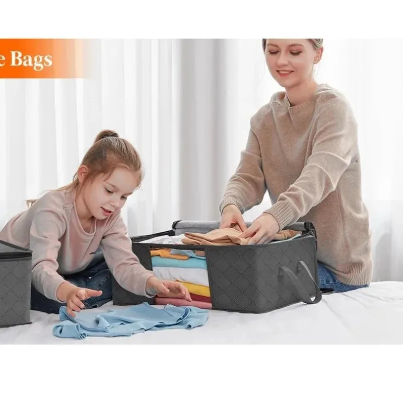 1/4/6/9pcs Durable Storage Bags with Handles - Foldable Closet Organizer for Clothing, Blankets, Comforters, Bed Sheets, Pillows Oasis Select