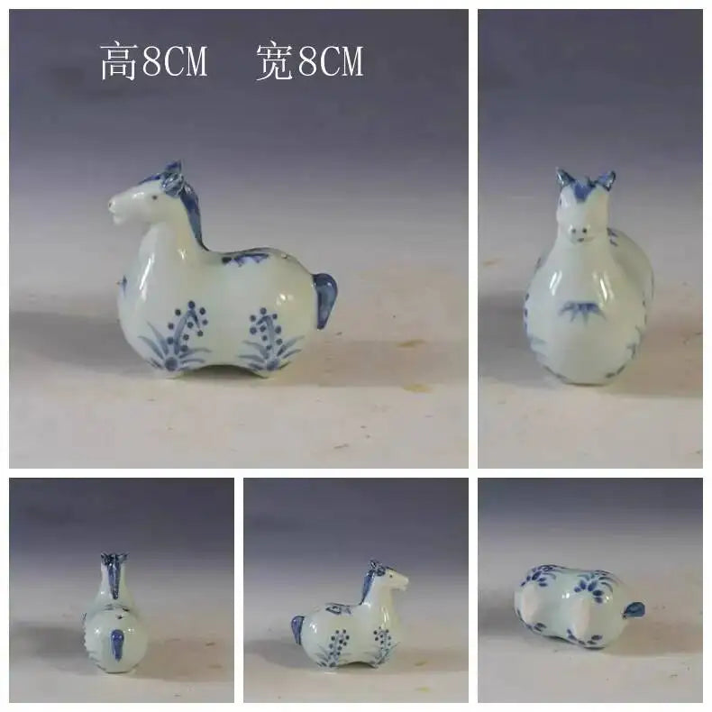 Porcelain Republic Of China Style Blue And White Zodiac Inkstone Tea Pet Study Room Desk Ornament Oasis Select Horse