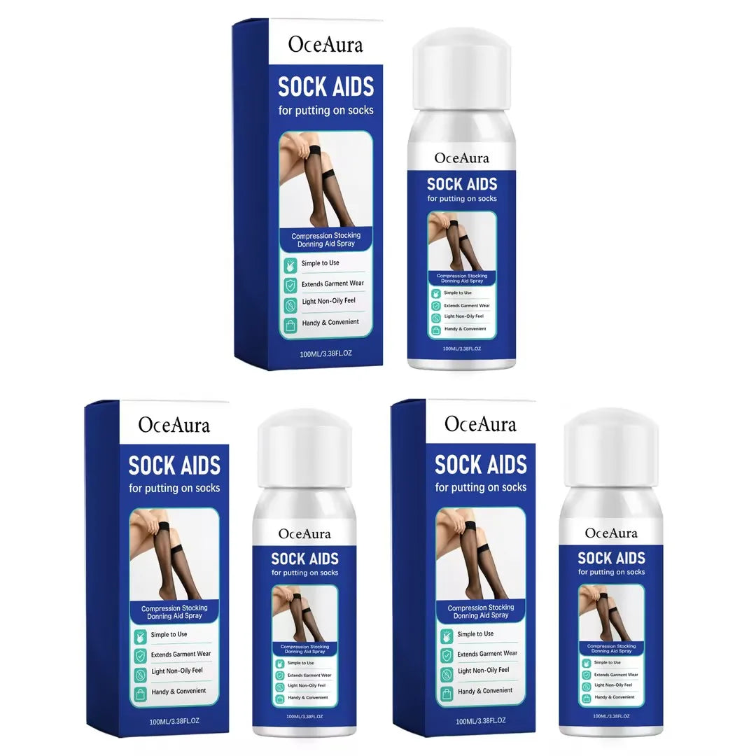 Sock Wearing Helper Spray Smooth Wear Resist Easy Wearing Reduce Skin Friction Non-Oily Formula Anti Adhesive Sock Assist Spray Oasis Select 100ml x3 boxed
