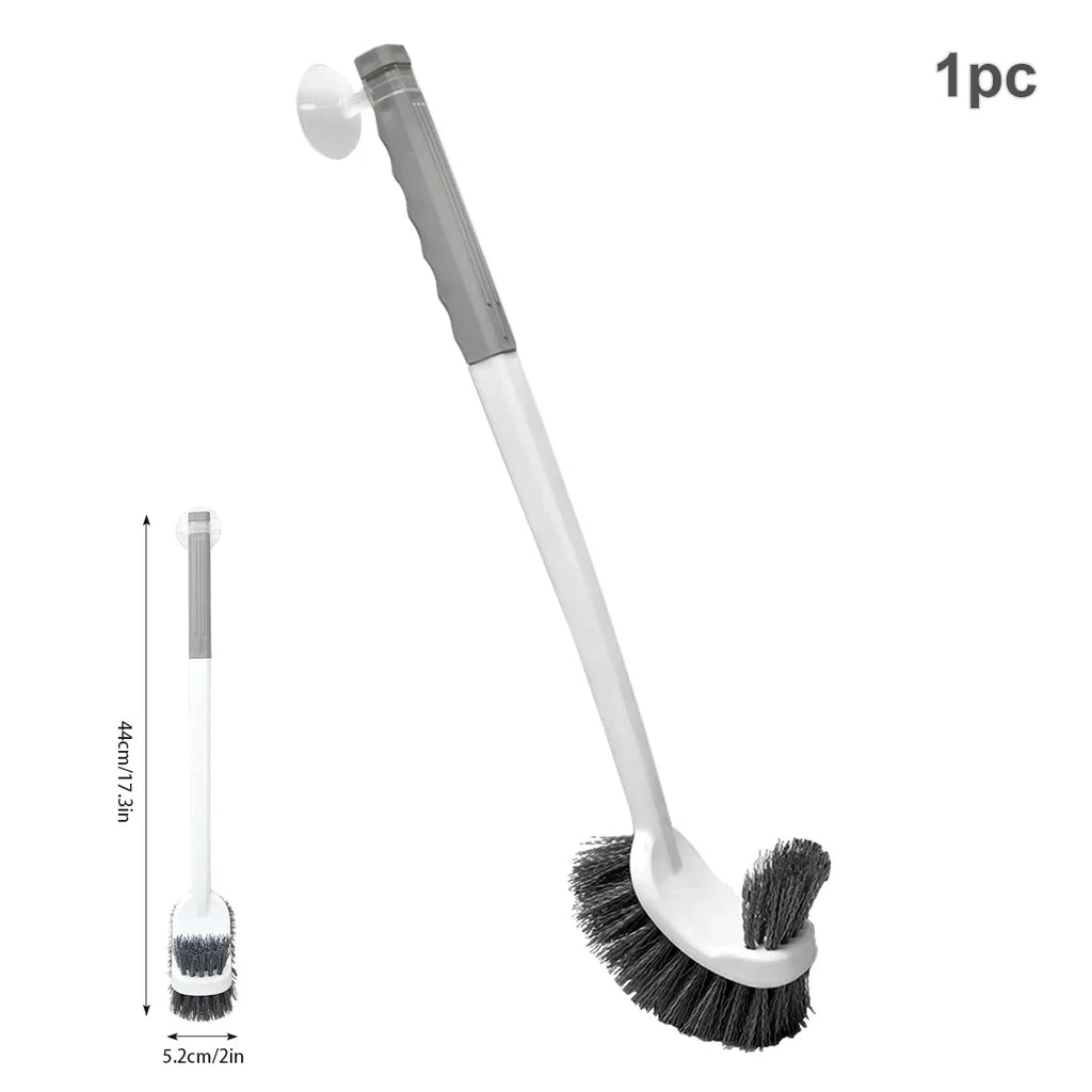 Long Handle Toilet Brush with Suction Cup, Double-Sided Elbow Design, No Dead Corners, Wall Mounted, for Squatting Sink Oasis Select grey-1pc