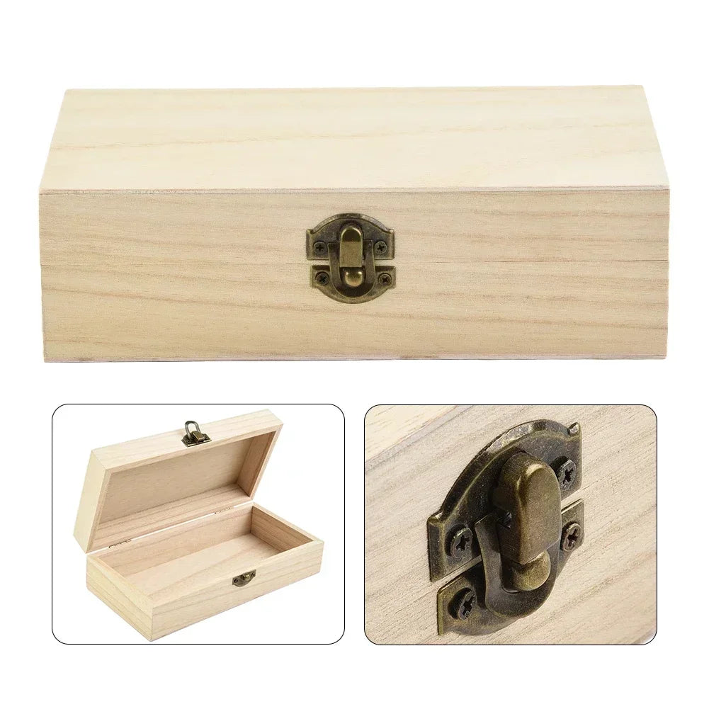 Retro Wooden Jewelry Storage Box Vintage Wooden Box With Lock Rectangular Desktop Organizer For Necklace Bracelet Ring Ornaments Oasis Select