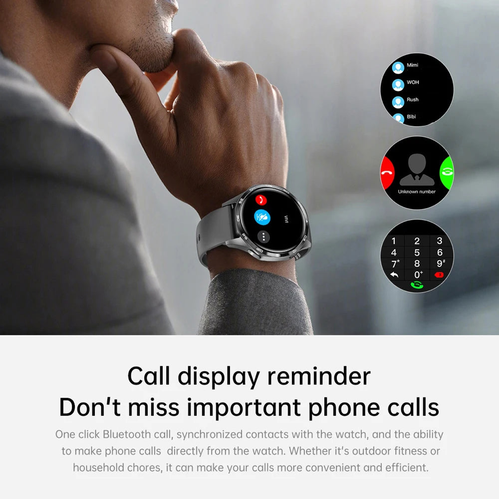 Men Round Smart Watch Sports Blue Tooth Call Health Watches Waterproof GPS Motion Trajectory Compass Voice Assistant Smartwatch Oasis Select