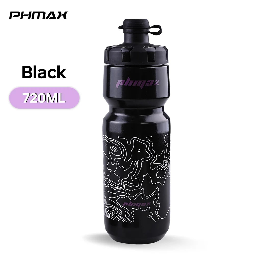 PHMAX 720ml Portable Bicycle Water Bottle PP Large Capacity MTB Road Cycling Water Cup Squeeze Type Outdoor Sports Water Bottle Oasis Select Black