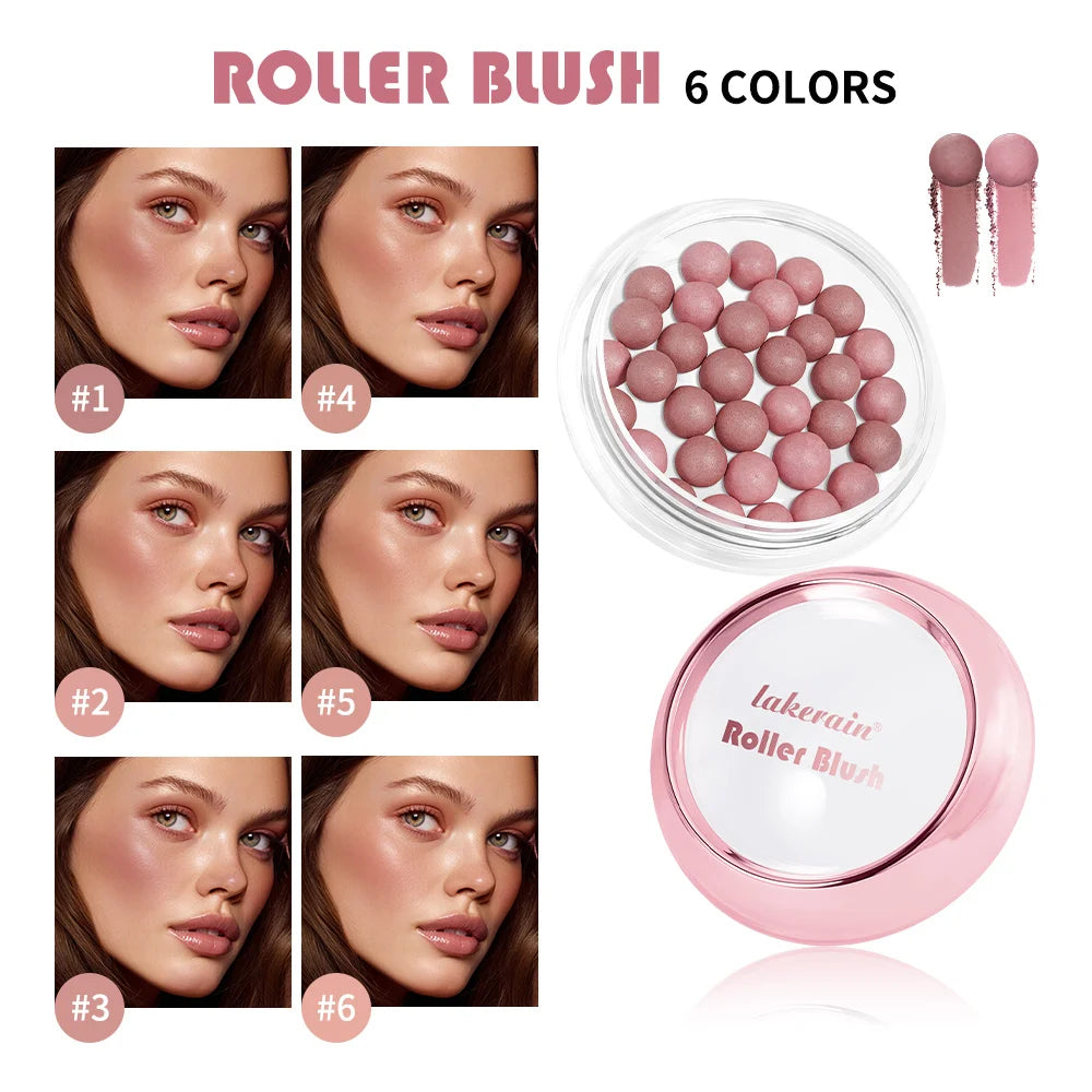 Spherical Roller Blush With Brush Natural Makeup Long Lasting Pearlescent Cosmetics For Women Face Contour Blusher Oasis Select