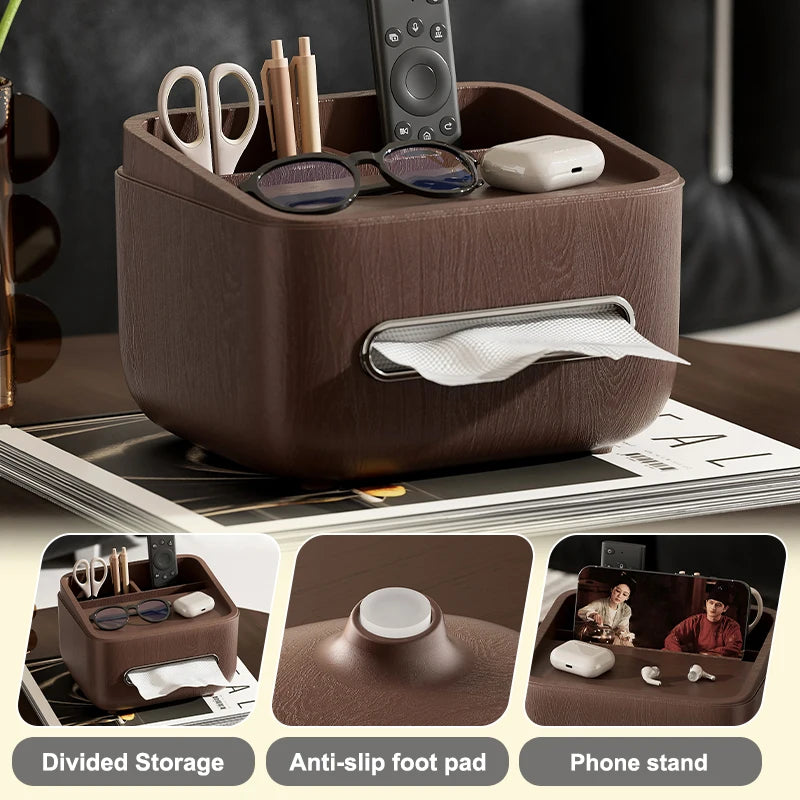 Paper towel holder and storage box-modern farmhouse style rectangular plastic box with paper towel holder Oasis Select
