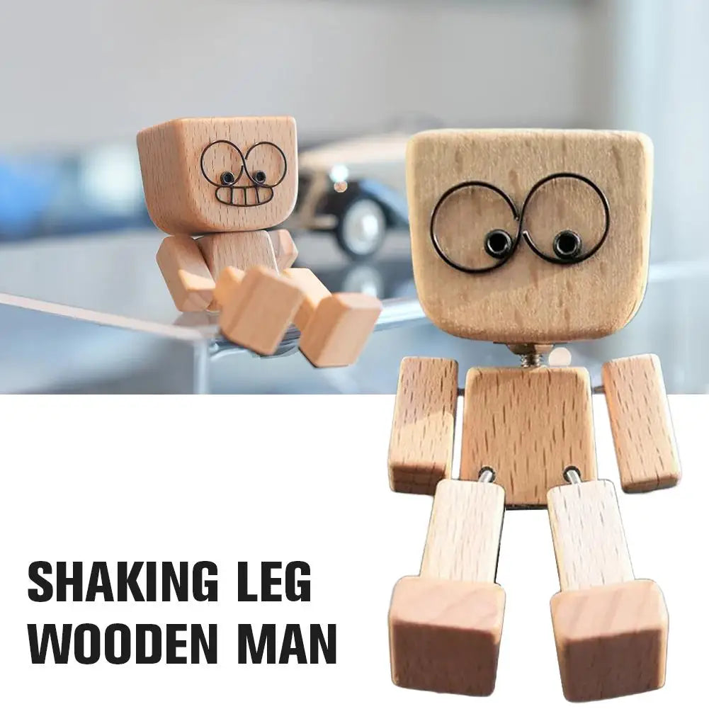 Shaking Wooden Man Car Dashboard Ornament | Magnetic Expressions