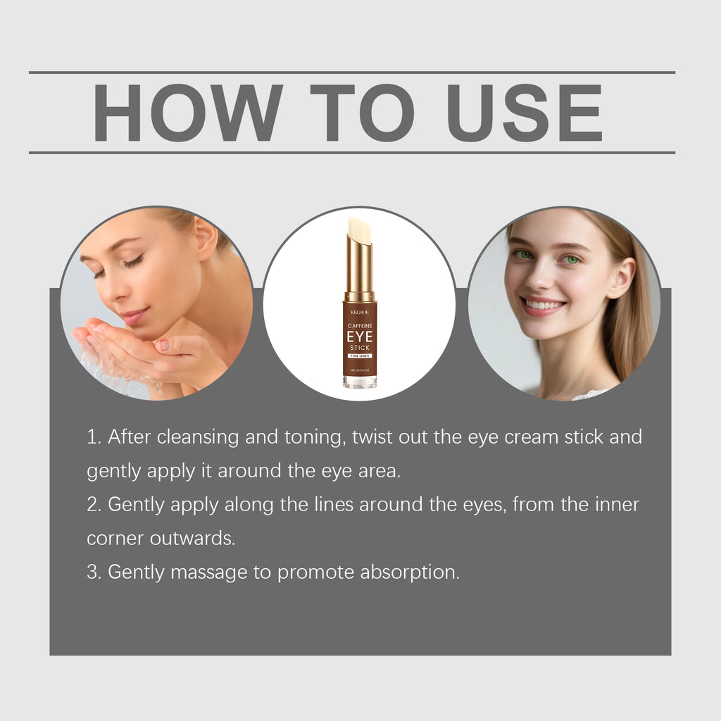 Caffeine Eye Cream Stick Brighten Fine Lines Dark Circles Firming Hydrating Hyaluronic Acid Portable Daily Eye Care Creams 3g Oasis Select