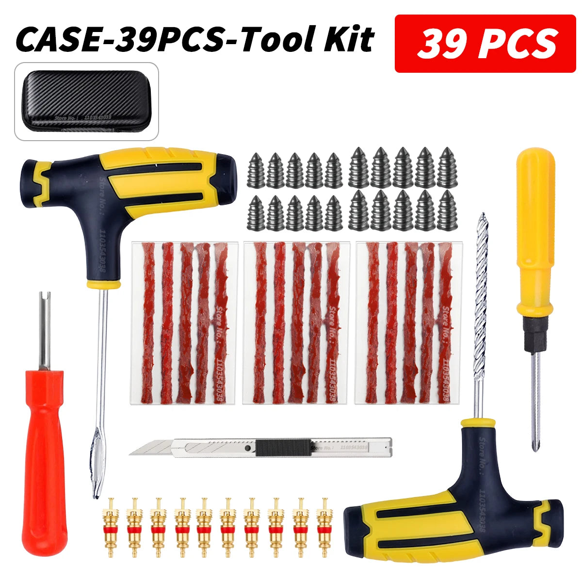 Car Tire Repair Kit Puncture Plug Tools Tyre Puncture Emergency for Universal Tire Strips Stiring Glue Repair Tool Kit Oasis Select