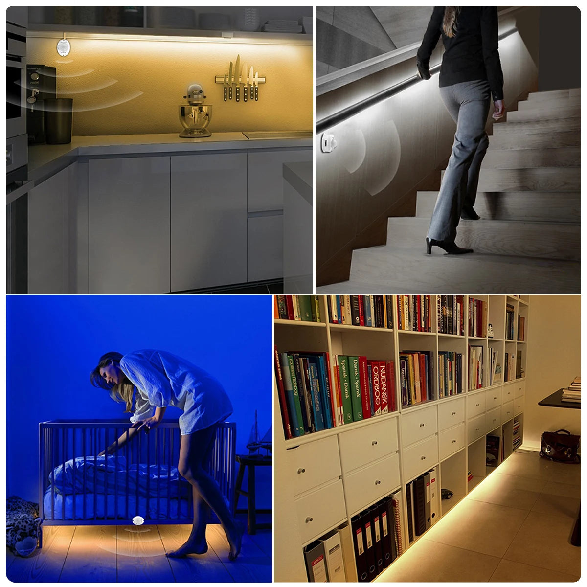 12V Bathroom Mirror Light PIR Motion Sensor LED Strip Light 2835 60led/M Waterproof Smart Night Lamp for Bedroom Bathroom Stair Oasis Select
