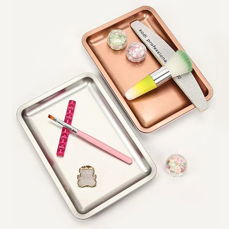 Stainless Steel Cosmetic Storage Tray Jewelry Tray Plate Doctor Surgical Tray Desktop Storage Tool Metal Fack Nail Art Tray Oasis Select