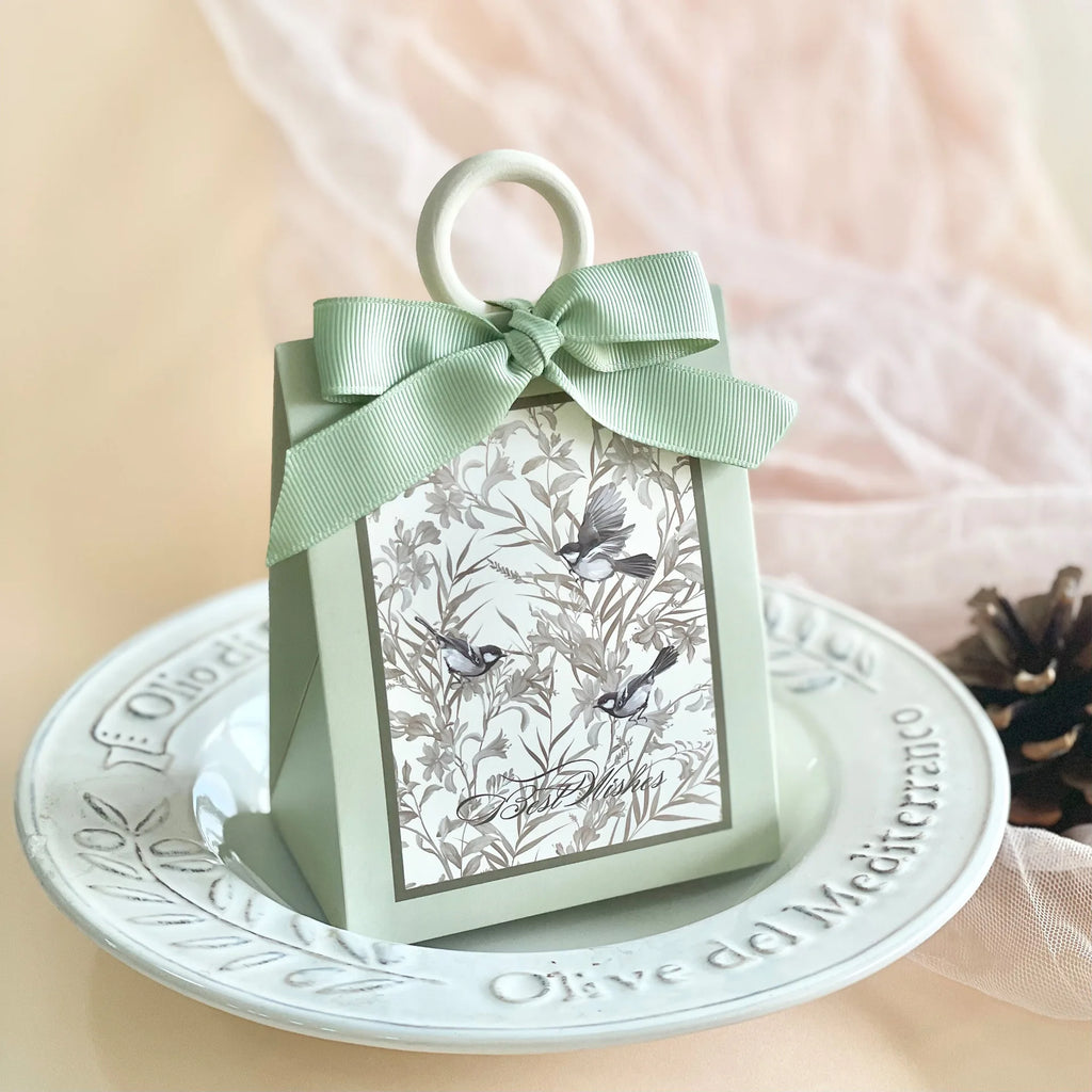 Flowers Birds And Forest Wedding Candy Box With Wooden Ring DIY Favors Birthday Party Jelwery Gift Packing Box Empty Paper Boxes Oasis Select Green 1 Other