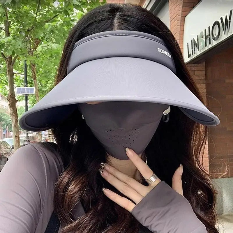 Womens Outdoor Wide Brim Sun Hat Breathable Foldable Summer Beach Hat UV Protection Fishing Hiking Cap Driving Sunshade Hat Oasis Select one size Gray