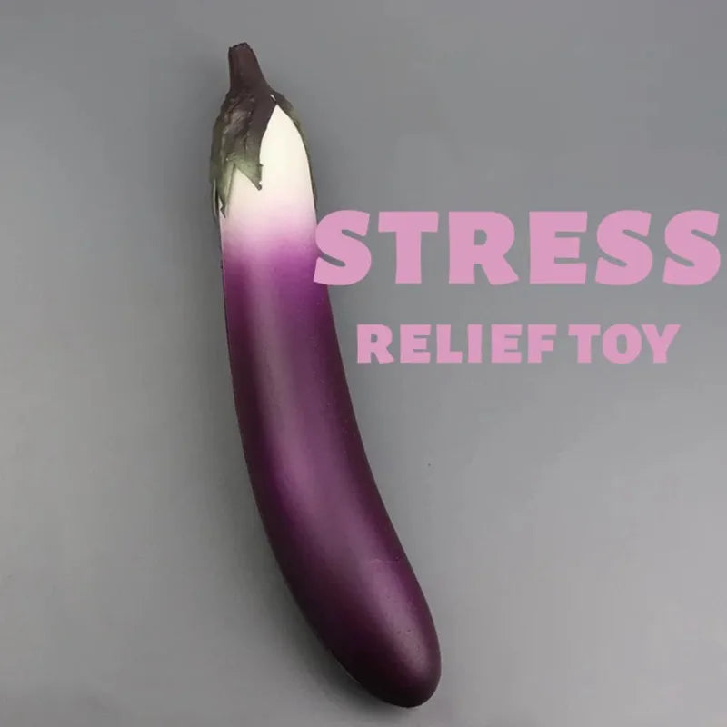 Simulated Eggplant Squishy Toy Realistic Vegetable Squeeze Gadget Slow Rebound Stress Relief Hand Play Decorative Leisure Gift Oasis Select