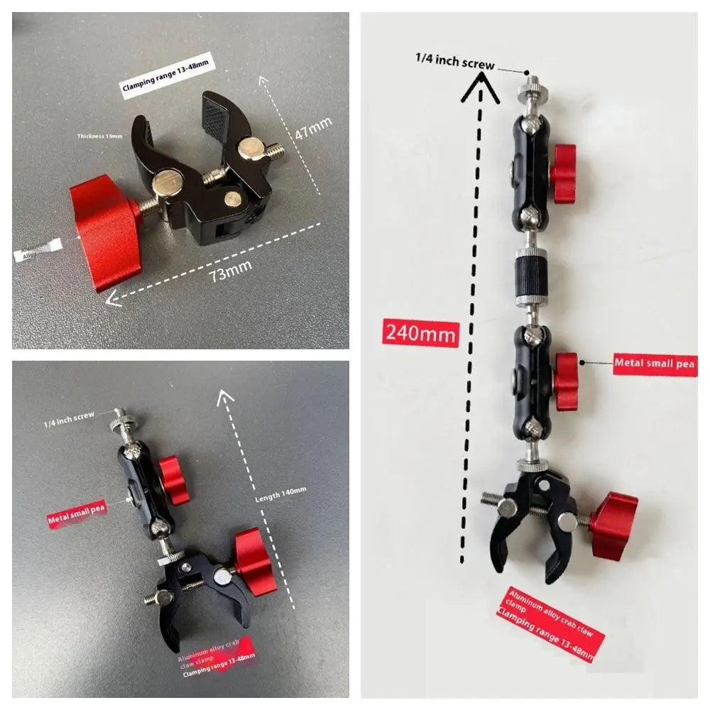 Photography Accessories With Double Ball Head Camera Metal Super Clamp Mount Light Camera Magic Arm Metal Black Camera Mount Mic Oasis Select