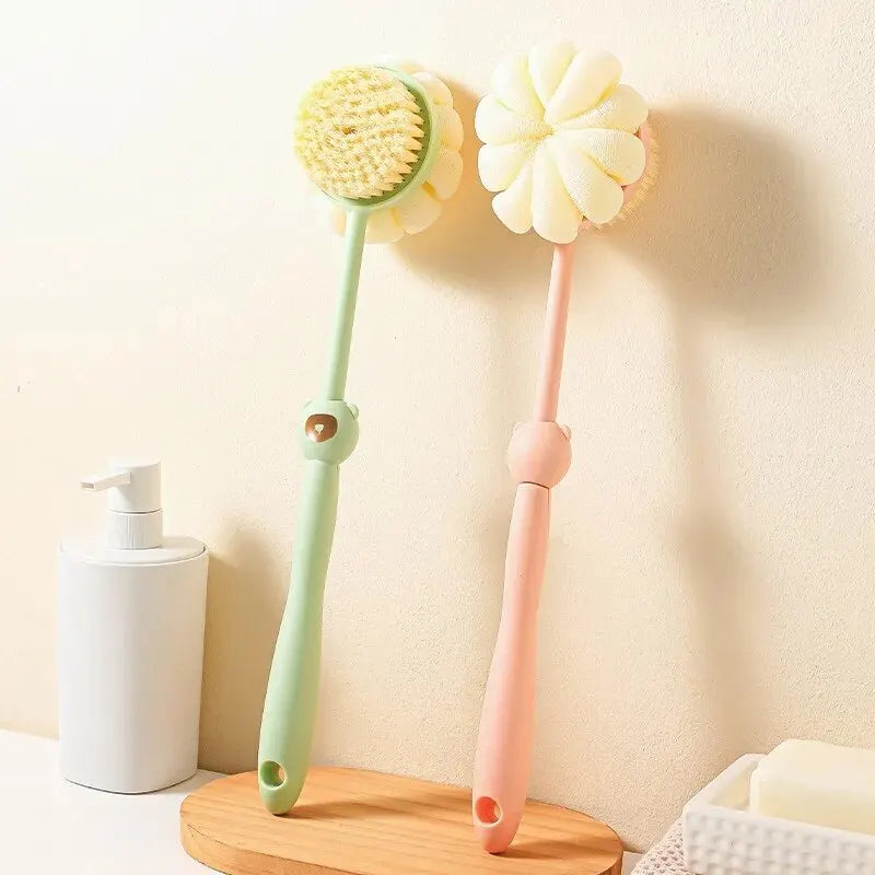 Two-Sided Silicone Body Brush with Long Handle | Back Scrubber Bath Body Brush Oasis Select