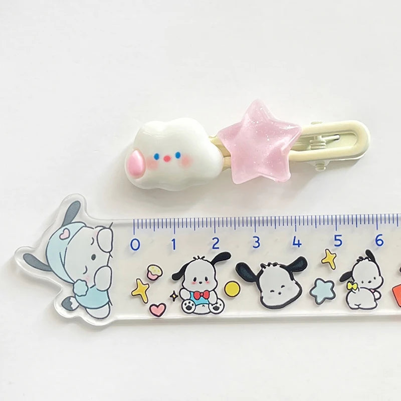 Lovely Sweet Cloud Star Hair Clip Cute Pink Pentagram Hairpin Girly Side Bang Clips Headwear Hair Accessories Oasis Select 1pcs