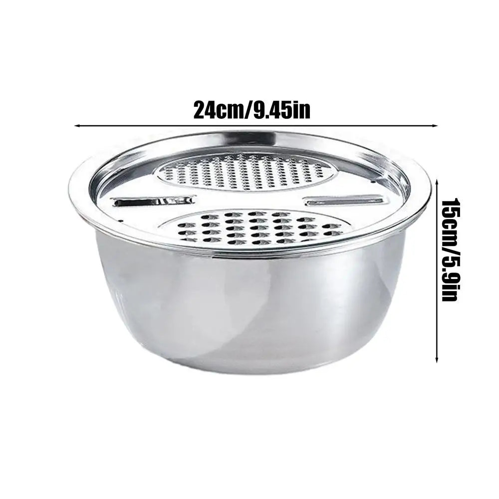 Mixing Bowls Set Vegetable Stainless Steel Slicer Vegetable Washing Basin Drain Basket Multifunctional Mixing Bowls Kitchen tool Oasis Select Set