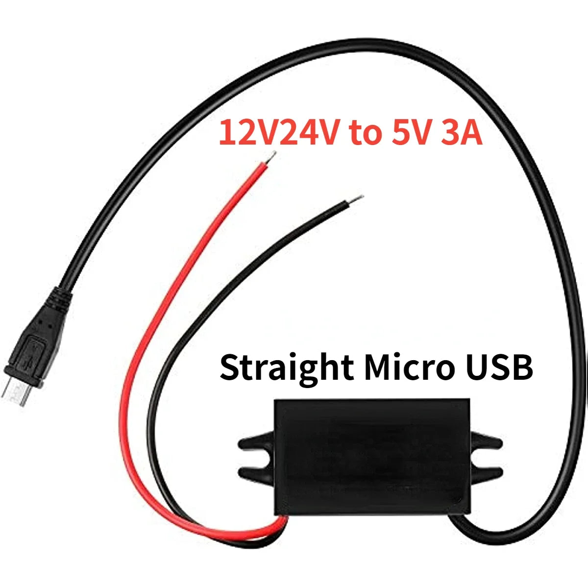 12V24V to 5V 3A DC-DC Step Down Voltage Power Supply Output Adapter Car Power Converter Micro Mini USB with Reverse Protection Oasis Select Straight Micro USB
