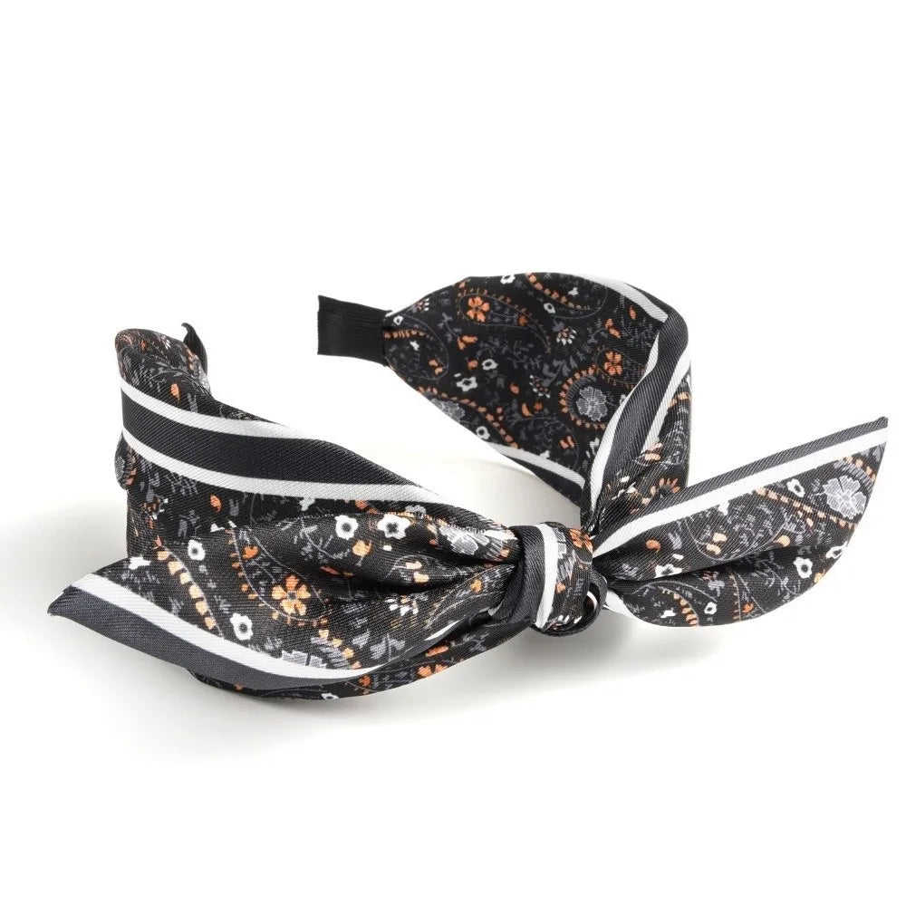 New Wide Brim Bowknot Headband Floral Paisley Hair Band Elastic Cloth Hair Hoop Girls Oasis Select