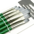 Professional Nylon Hair Artist Brushes,6/24pcs Acrylic Paint Brush Set With Round,Flat,Angle,Filbert Tips for Oil Watercolor Gou Oasis Select 6 Green Flat