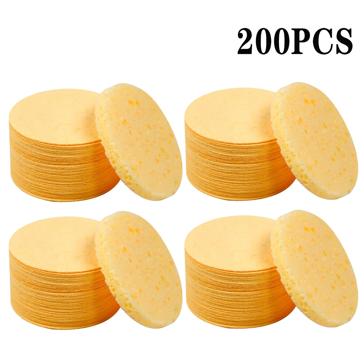 50-1000PCS Compress Face Wash Puff Natural Wood Pulp Sponge Face Wash Puff Foaming Face Puff Cosmetic Puff Face Cleansing Sponge Oasis Select Yellow-200PCS