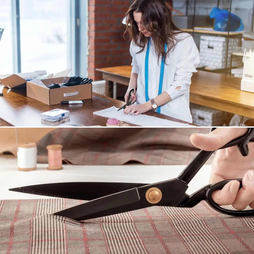 8 Inch Black Blade Tailor Scissors with Sheath, Professional Fabric Sewing Shears for Cloth Leather Cutting Oasis Select